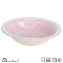 Pink Color Hand Painting Wide Rim Soup Bowl